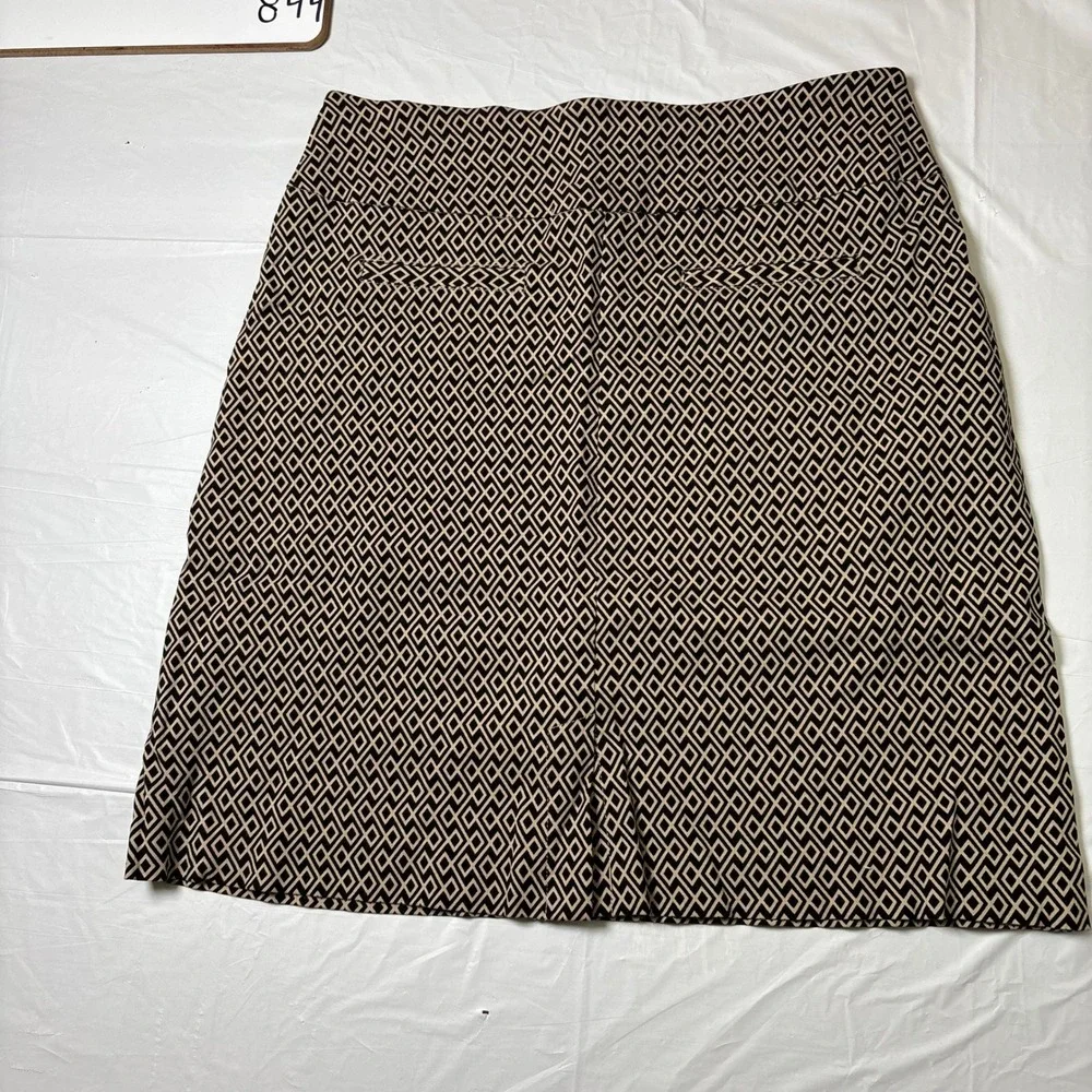 Lulu-B Womens Tan Black‎ Geometric Diamond Print Stretch Pull On Skirt Size 2